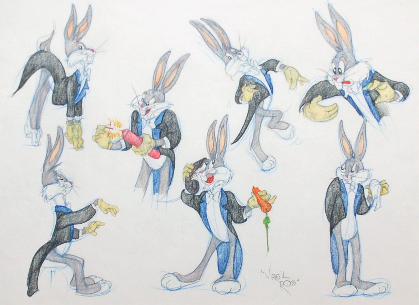 Original Warner Brothers Model Drawing featuring Bugs Bunny