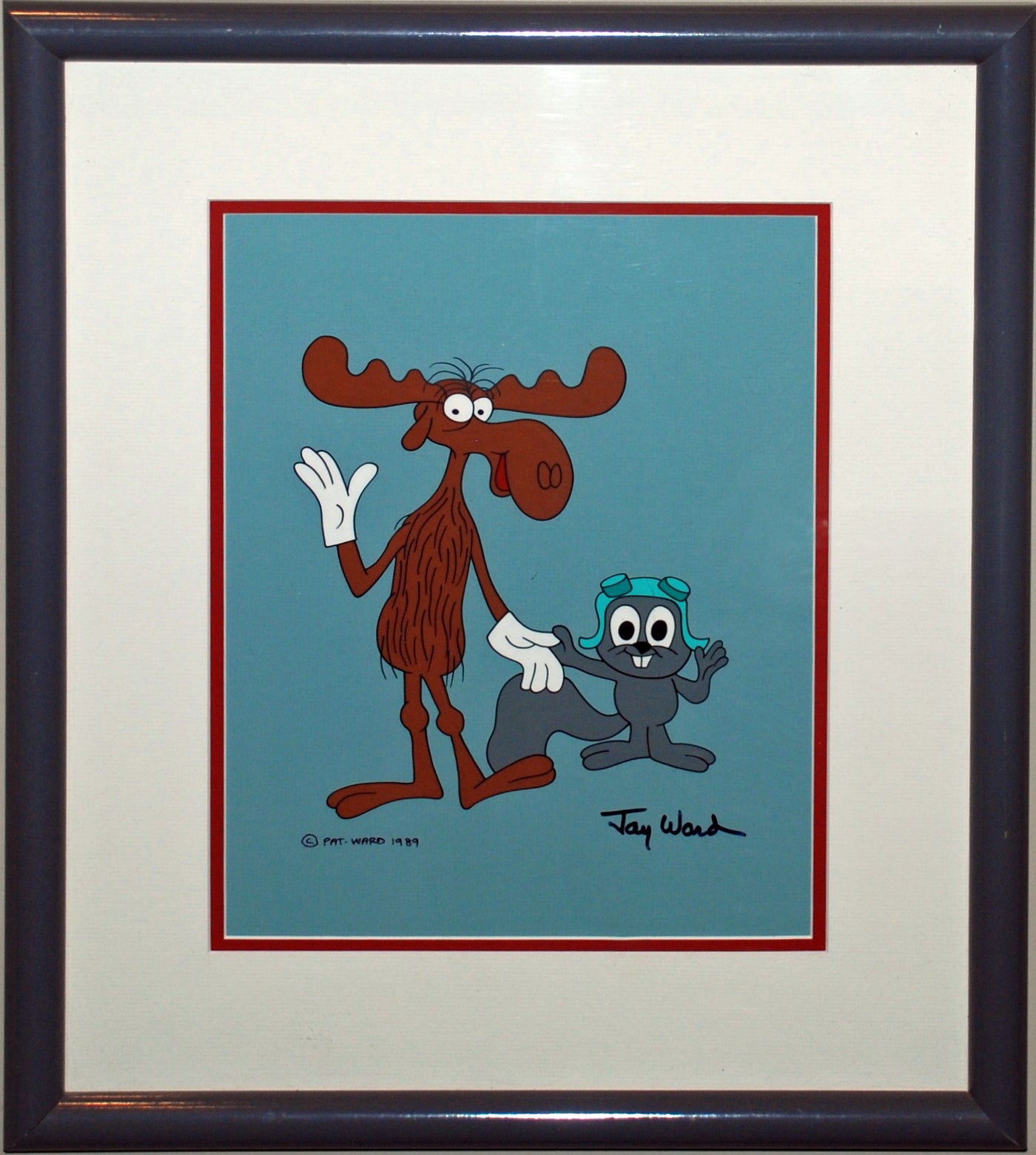 Original Jay Ward Productions Scene Cel featuring Rocky and Bullwinkle, Signed by Jay Ward