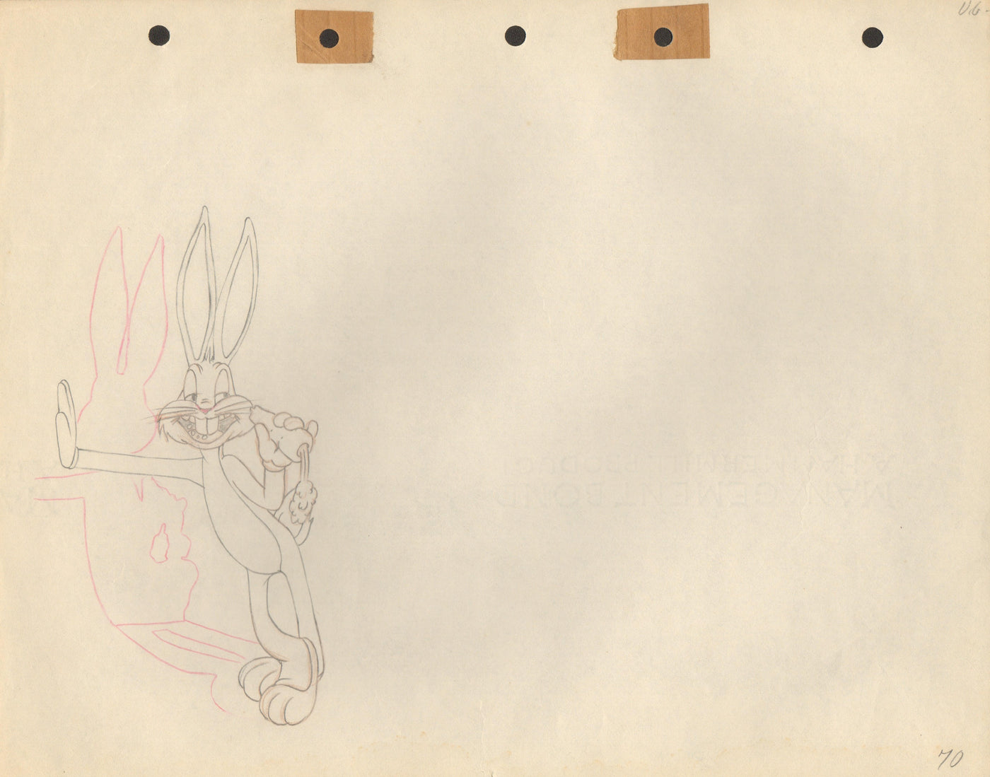 Original Warner Brothers Production Drawing Featuring Bugs Bunny
