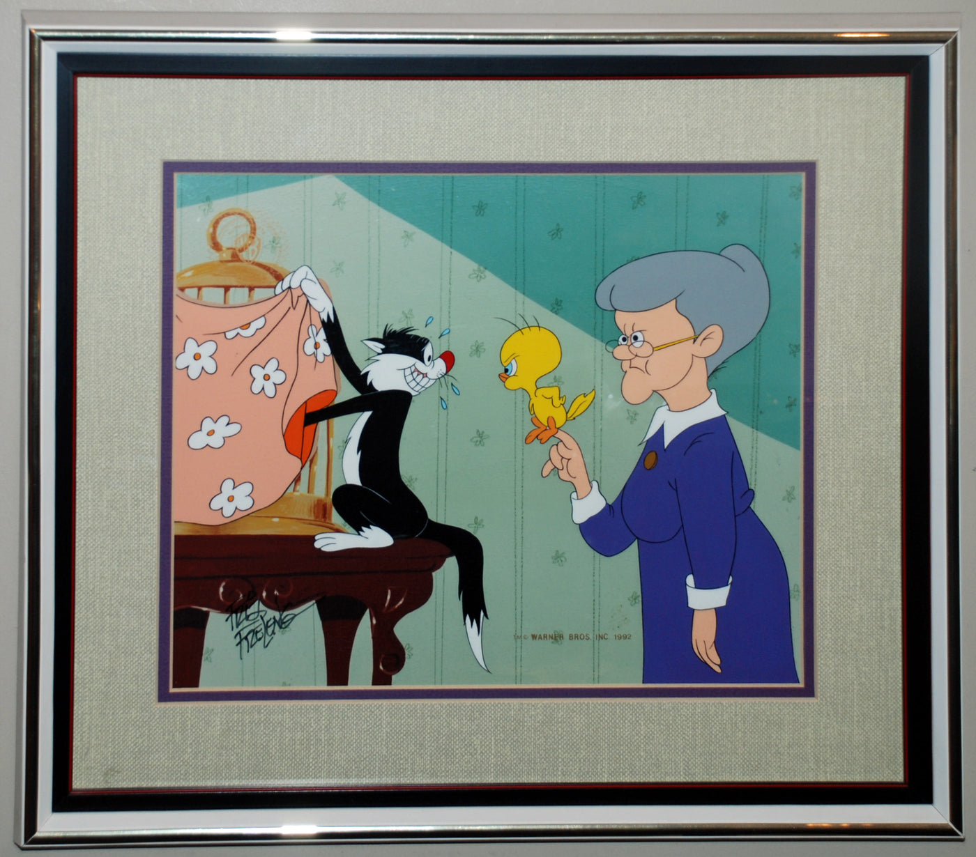 Original Warner Brothers Limited Edition Cel "Caught Again," Signed by Friz Freleng