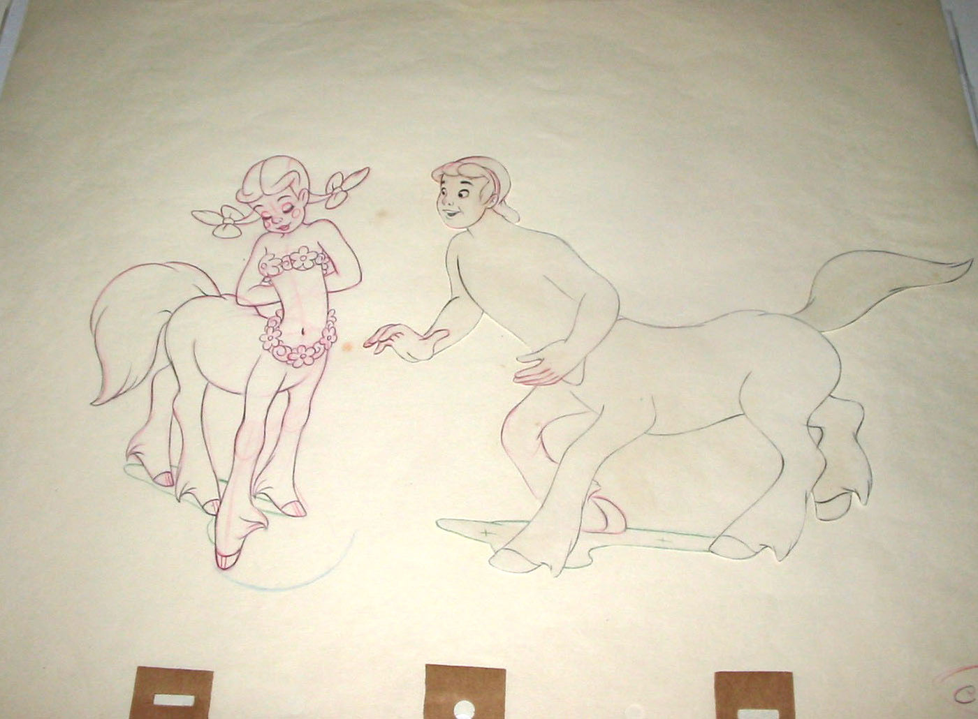 Original Disney Production Drawing of Belinda and Brutus from Fantasia