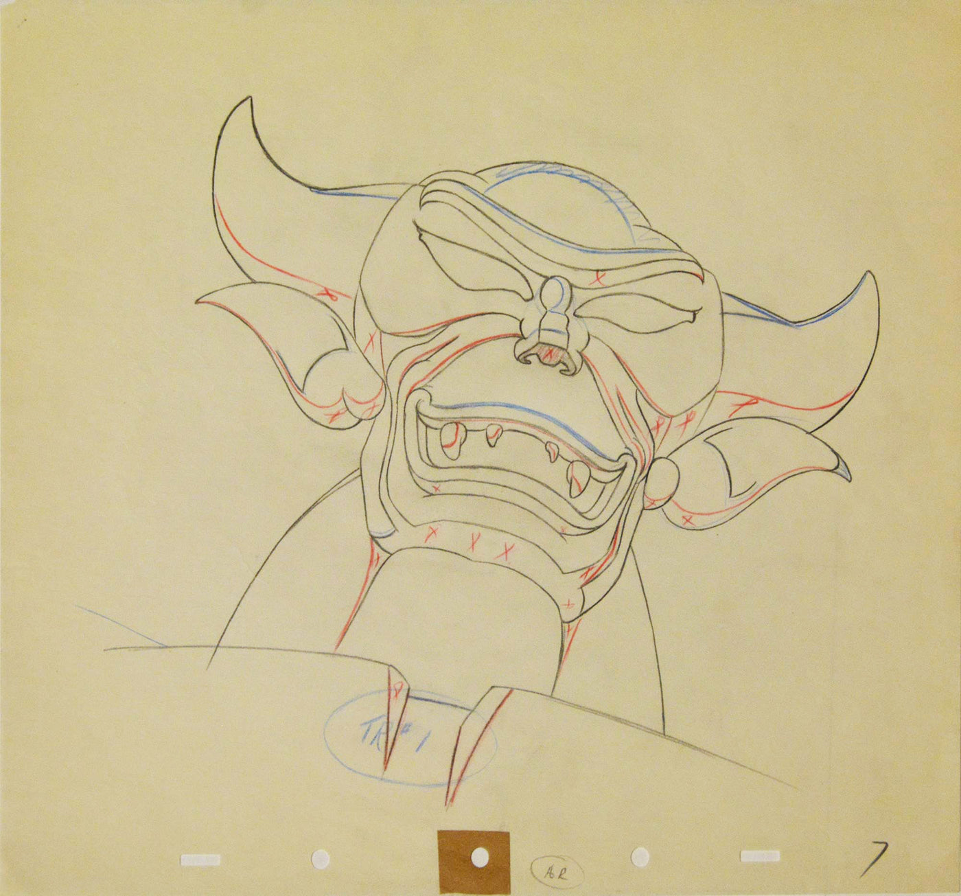 Original Disney Production Drawing Featuring Chernabog from Fantasia