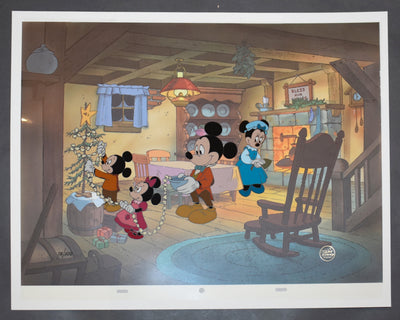 Original Disney Limited Edition cel from Mickey's Christmas Carol "Decorating the Tree"