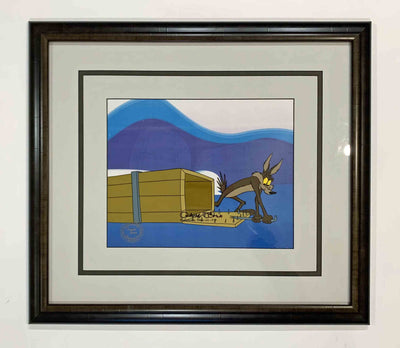 Warner Brothers Production Cel on Color Copy Background from Bugs Bunny Looney Christmas Tales (1979) featuring Wile E. Coyote Signed by Chuck Jones