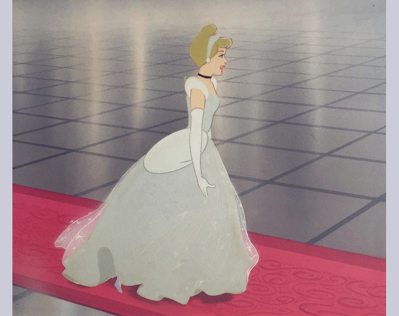Original Walt Disney Production Cel on Production Background Featuring Cinderella