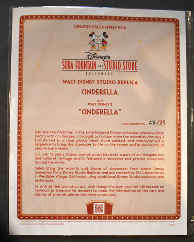 Original Walt Disney Studio Replica Limited Edition Cel of Cinderella