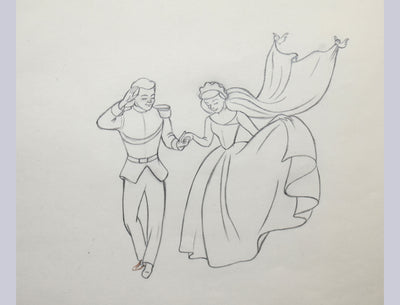 Original Walt Disney Production Drawing from Cinderella featuring Cinderella and Prince Charming