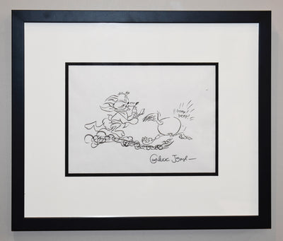 Original Signed Chuck Jones Marker Drawing of Wile E. Coyote