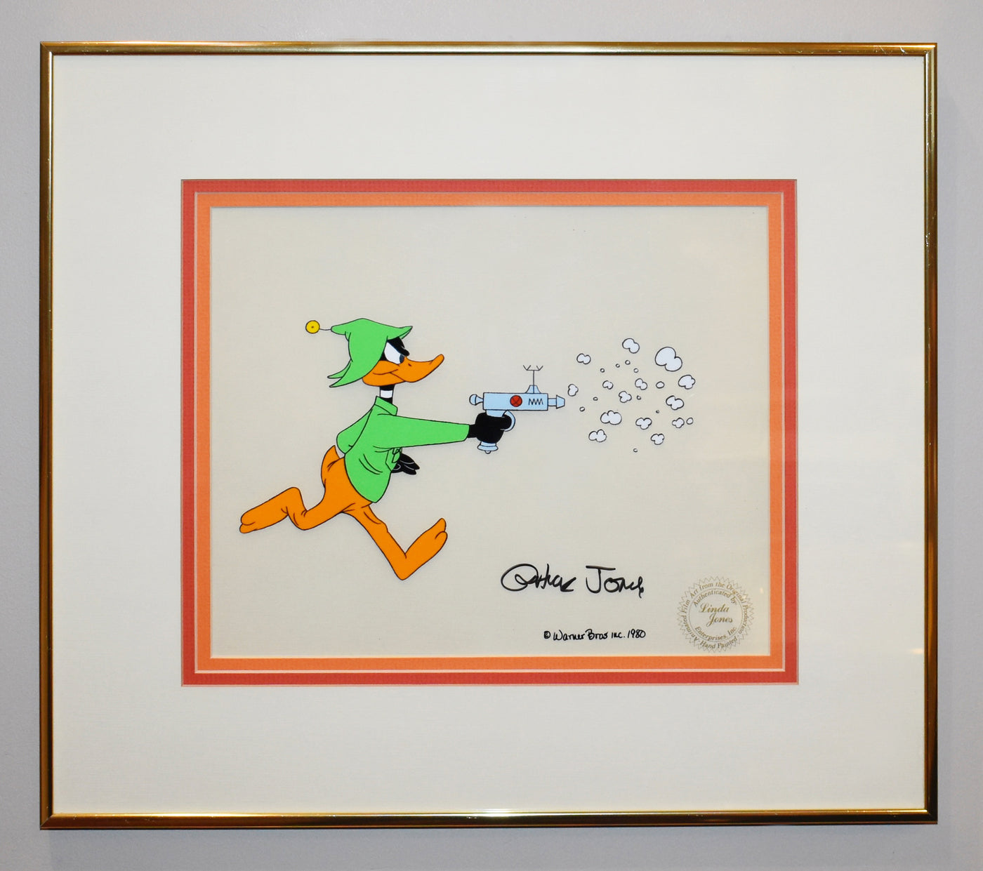 Original Warner Brothers Production Cel Featuring Daffy Duck, Signed by Chuck Jones