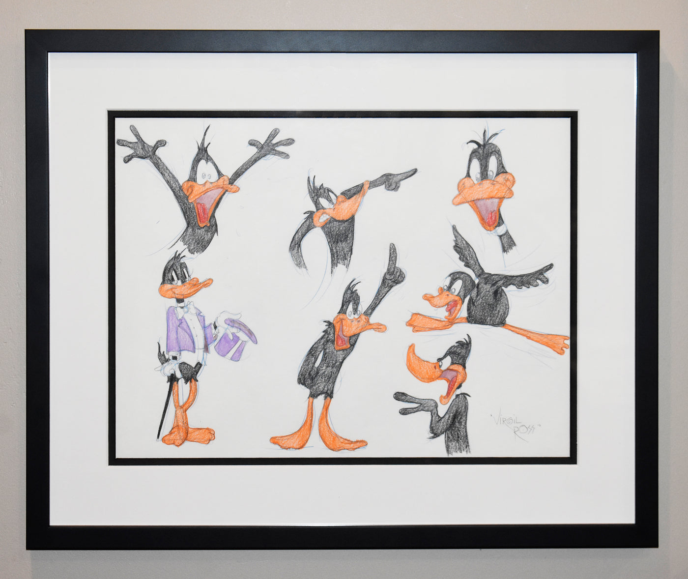 Warner Brothers Virgil Ross Animation Drawing of Daffy Duck