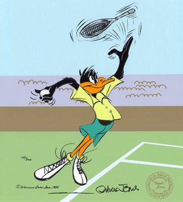Original Warner Brothers Limited Edition Cel Featuring Daffy Duck, Daffy Tennis