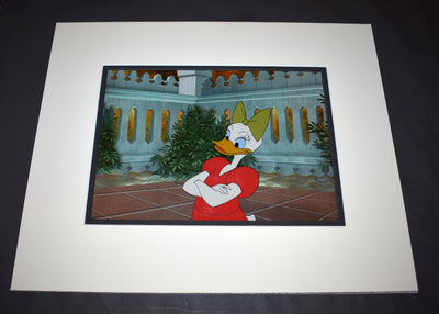 Original Walt Disney Art Corner Production Cel Set Up featuring Daisy Duck
