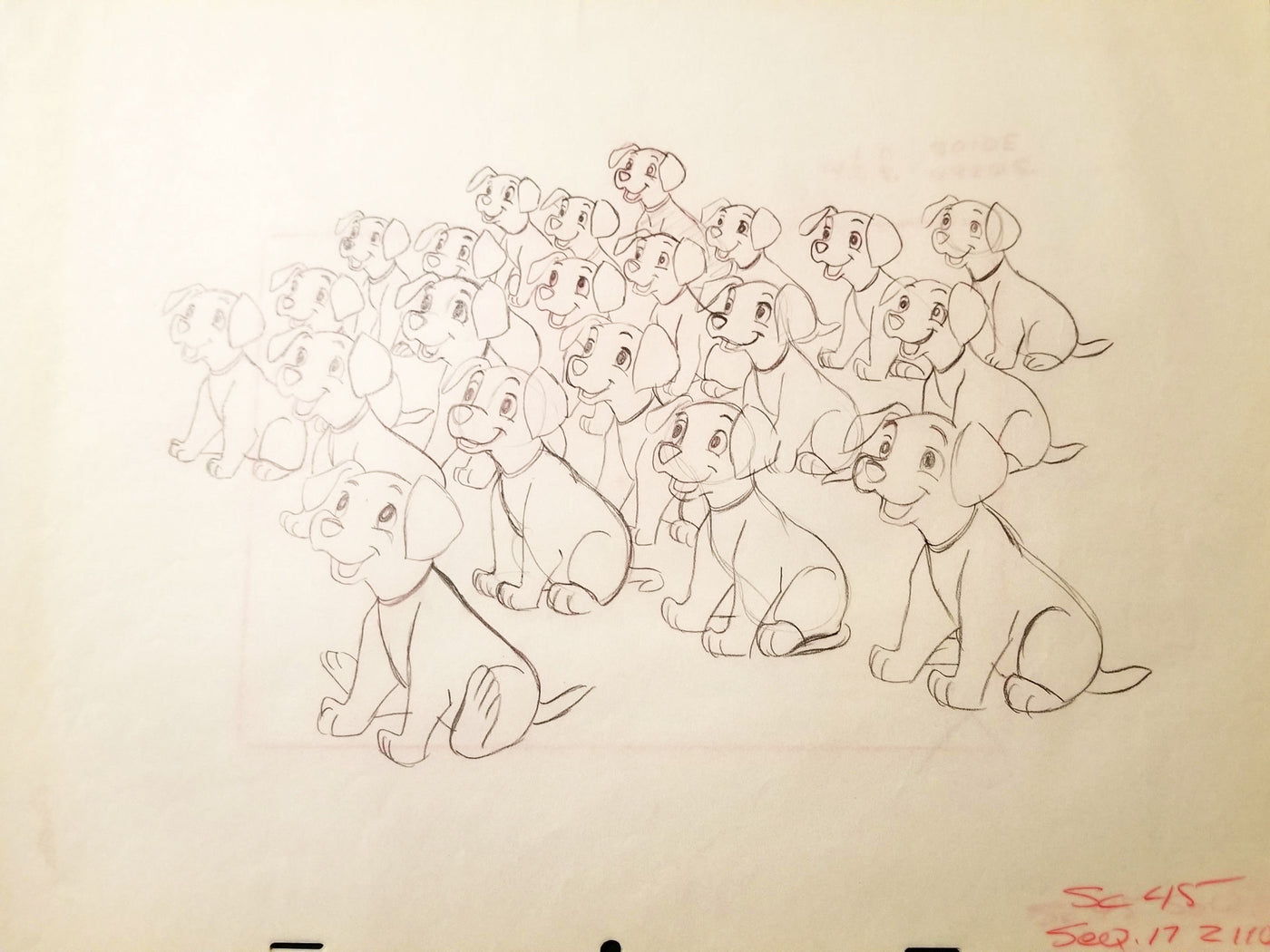 Original Walt Disney Production Drawing from One Hundred and One Dalmatians