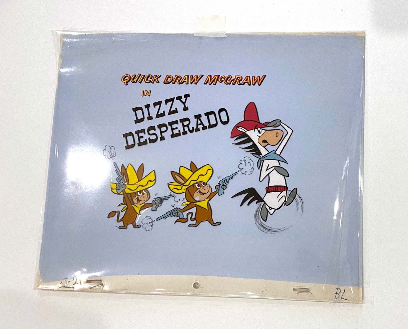 Hanna Barbera Quick Draw McGraw Dizzy Desperado Production Cel featuring Quick Draw McGraw and Baba Looey