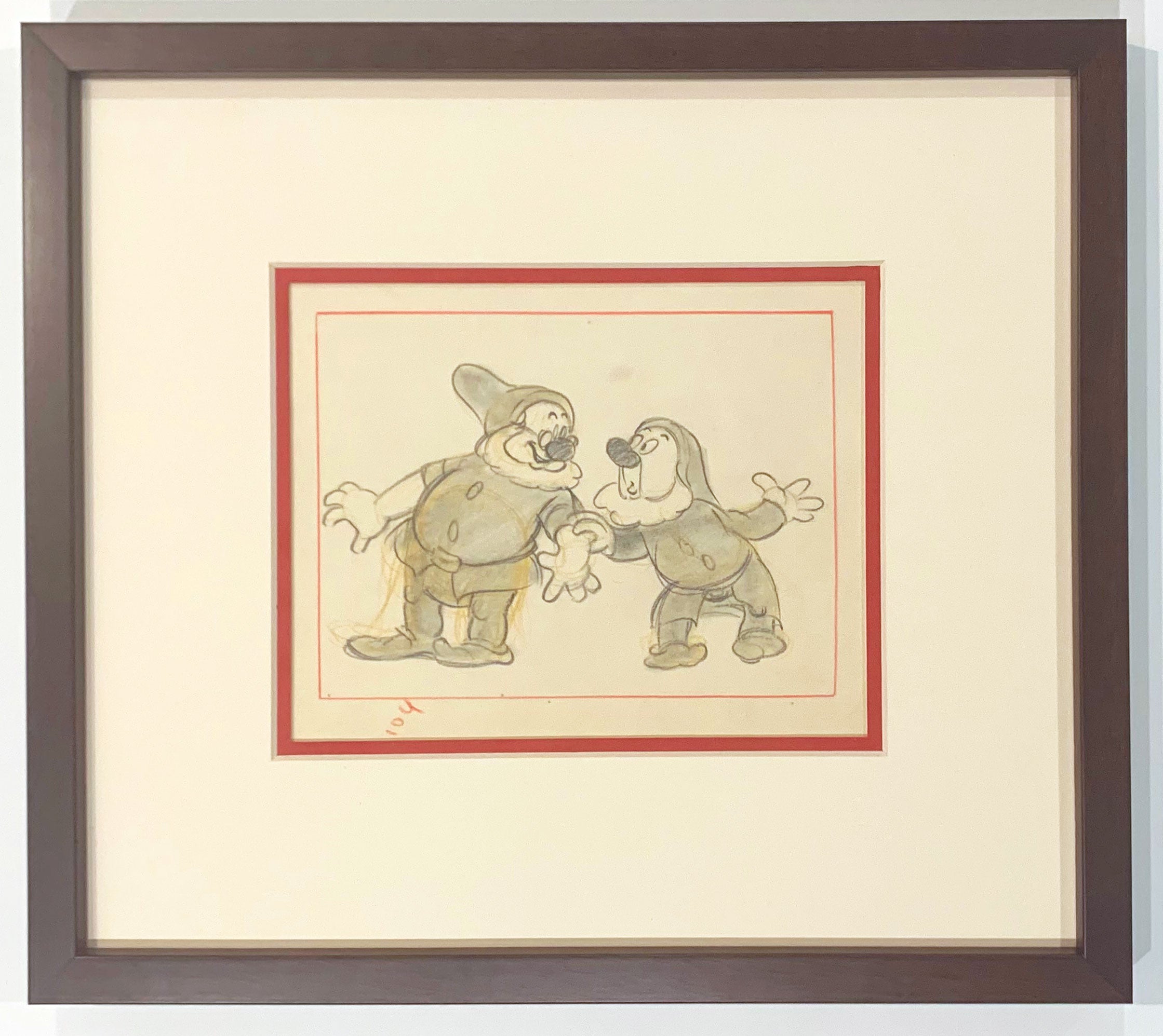 Original Walt Disney Storyboard Drawing Featuring Doc and Sneezy (1937 ...