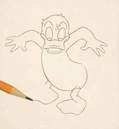 Walt Disney Disneyland TV Program The Plausible Impossible Sericel Drawing Donald