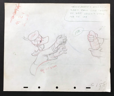 Original Walt Disney Animation Production Drawing from Donald's Cousin Gus