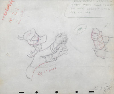 Original Walt Disney Animation Production Drawing from Donald's Cousin Gus