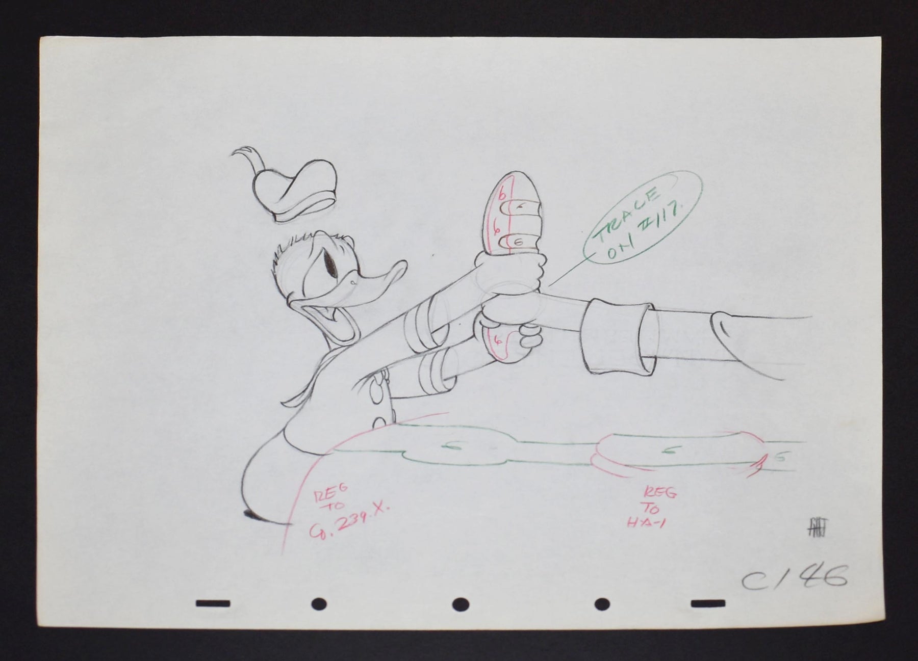 Original Walt Disney Production Drawing Of Donald Duck From Donalds