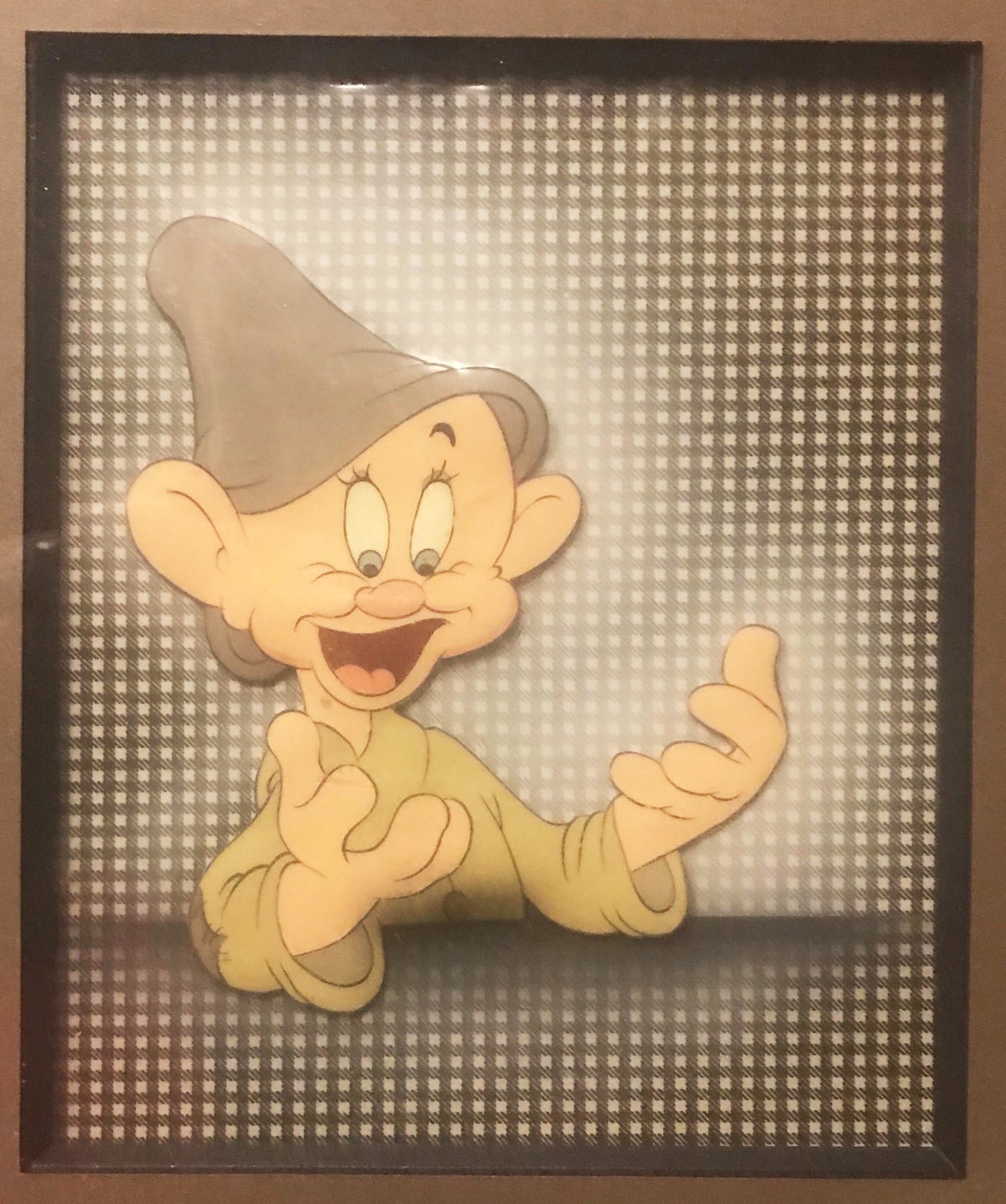 Walt Disney Production Cel on Courvoisier Background from Snow White and the Seven Dwarfs featuring Dopey