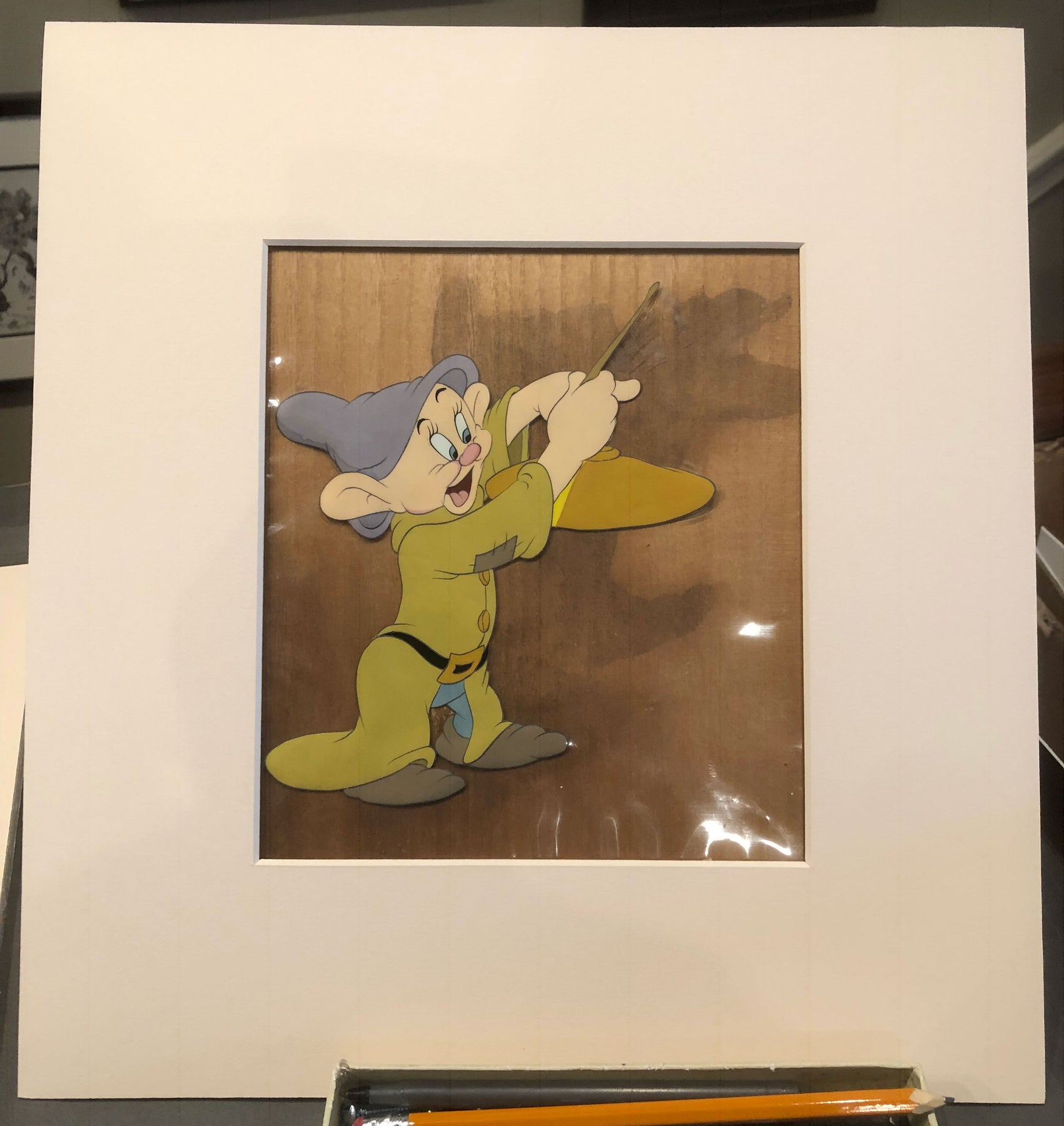 Walt Disney Production Cel On Courvoisier Background From Snow White And The Seven Dwarfs 