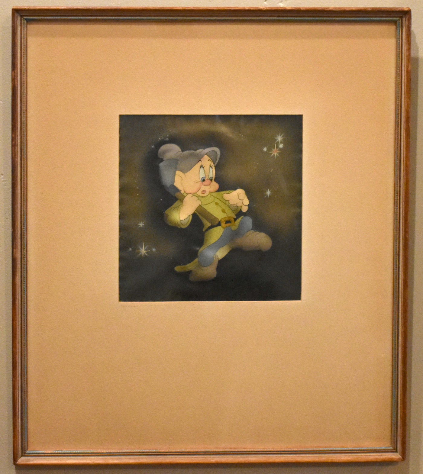 Walt Disney Production Cel on Courvoisier Background featuring Dopey