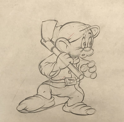 Original Walt Disney Production Drawing Featuring Dopey