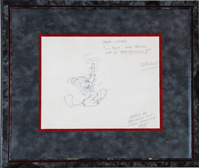 Original Warner Brothers layout Drawing by Charles McKimson featuring Daffy Duck