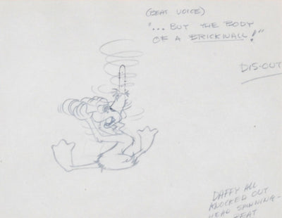 Original Warner Brothers layout Drawing by Charles McKimson featuring Daffy Duck