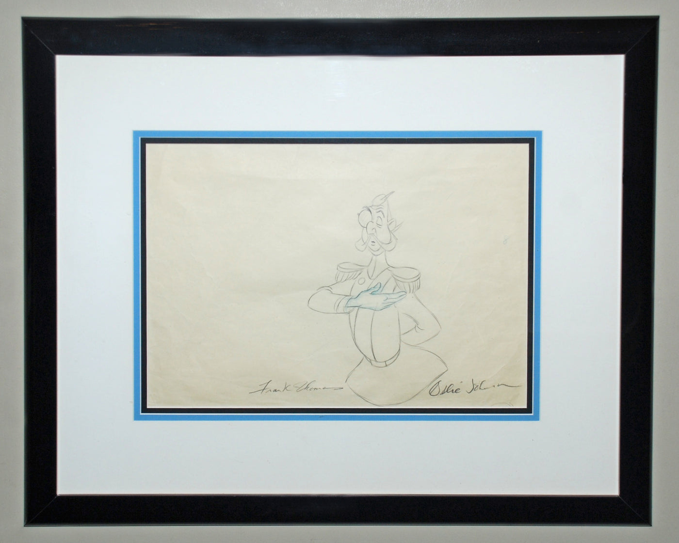 Original Walt Disney Production Drawing from Cinderella featuring the Grand Duke signed by Frank Thomas and Ollie Johnston