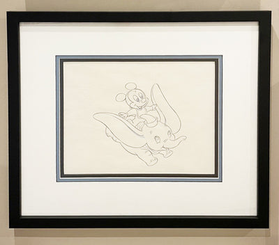 Original Walt Disney Production Drawing featuring Mickey Mouse and Dumbo