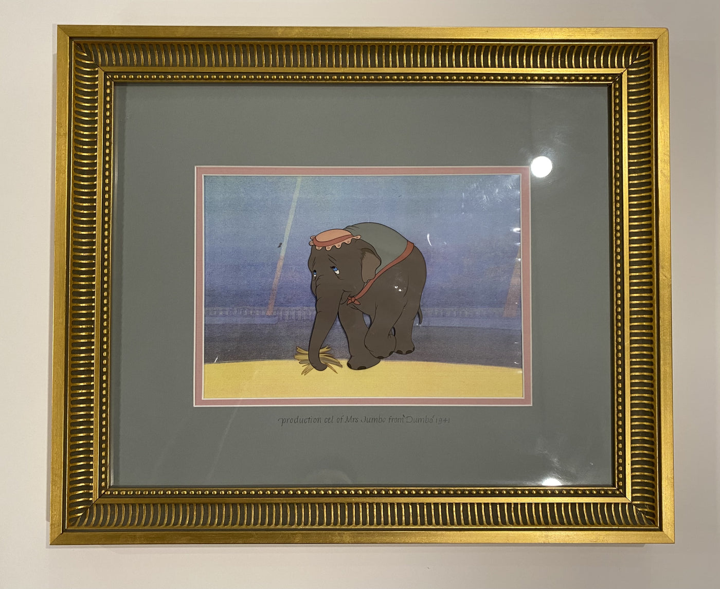 Walt Disney Animation Ink Test / Model Cel on Color Copy Background of Mrs. Jumbo from Dumbo