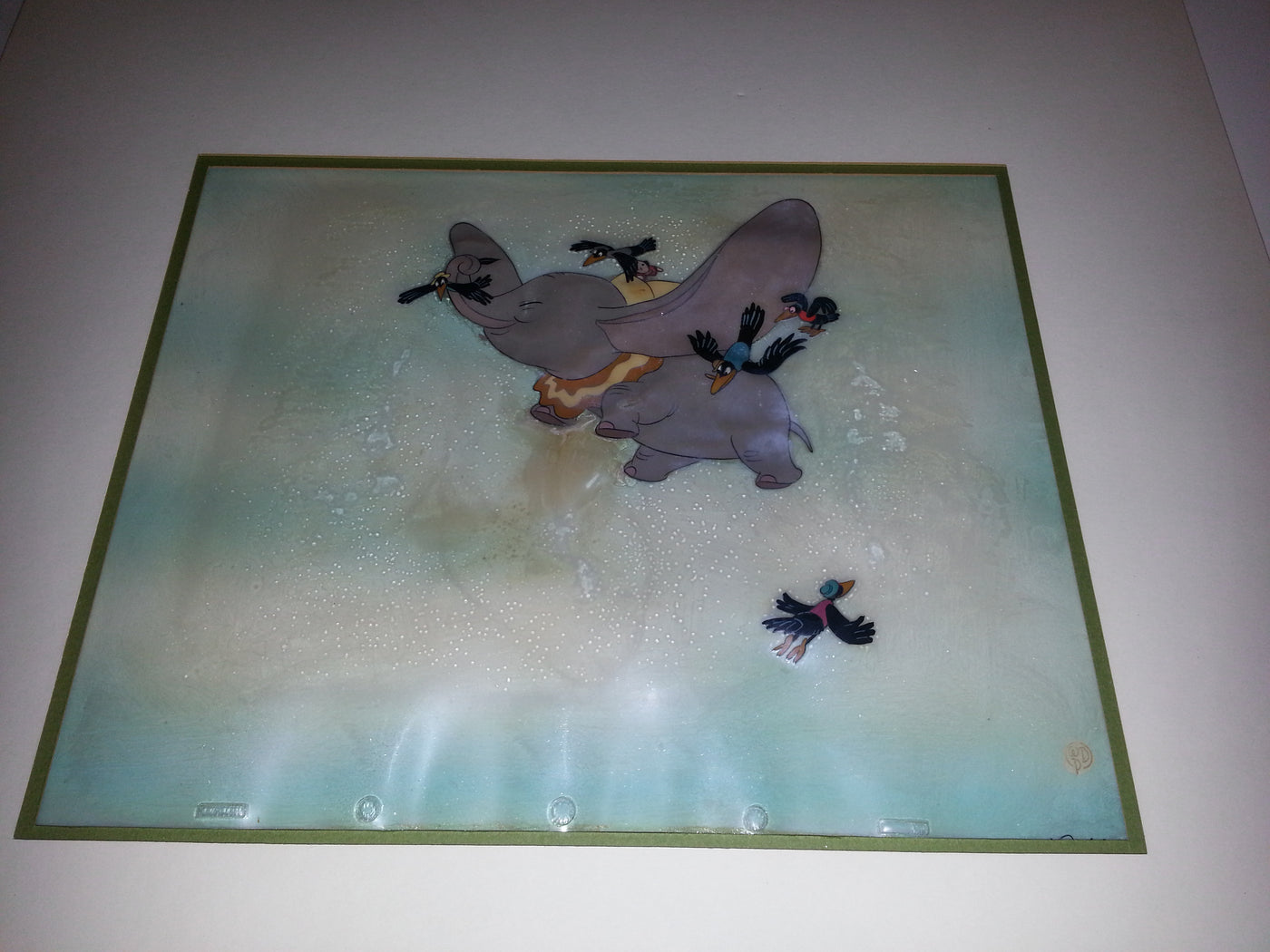 Disney Animation Production Cel Dumbo and the Crows on Courvoisier Background