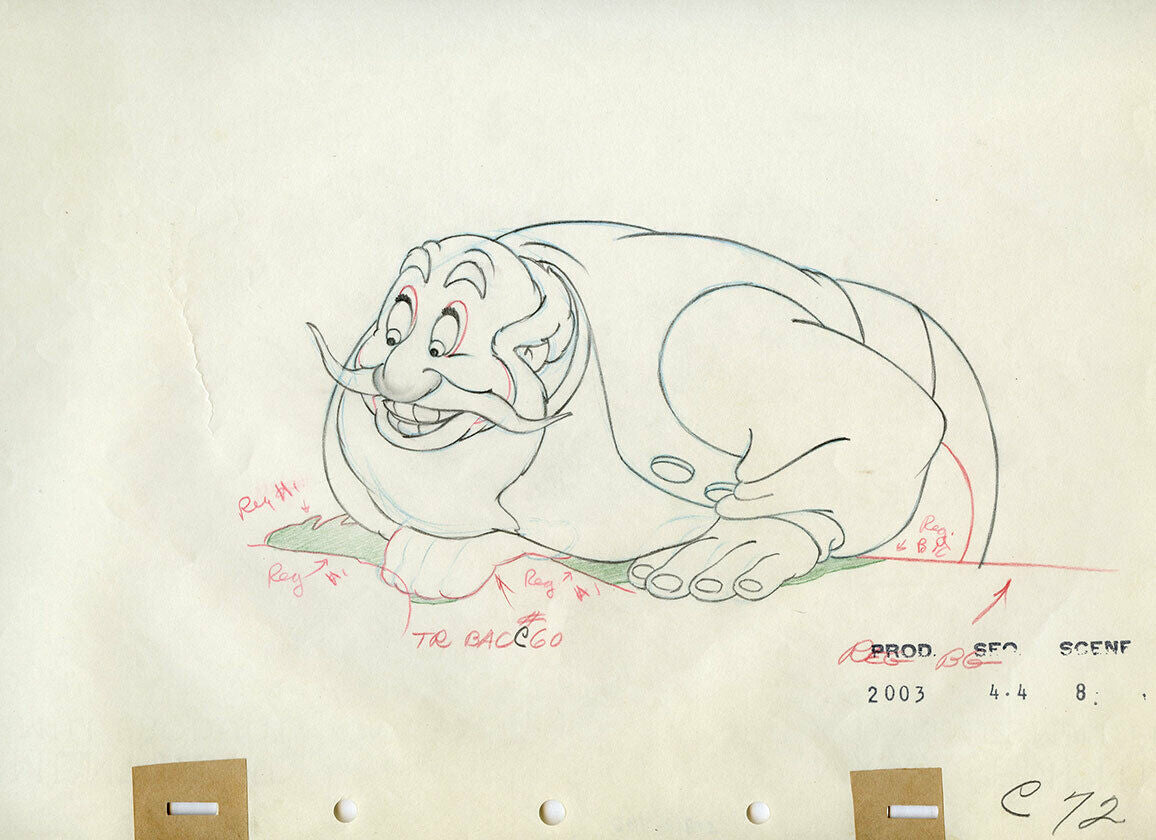 Original Walt Disney Production Drawing from Pinocchio featuring Stromboli