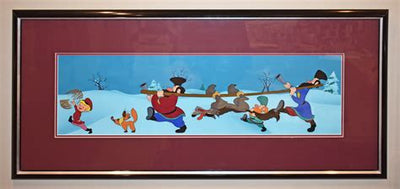 Original Disneyland TV Pan Production Cel on Production Background featuring Peter and The Wolf