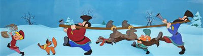Original Disneyland TV Pan Production Cel on Production Background featuring Peter and The Wolf