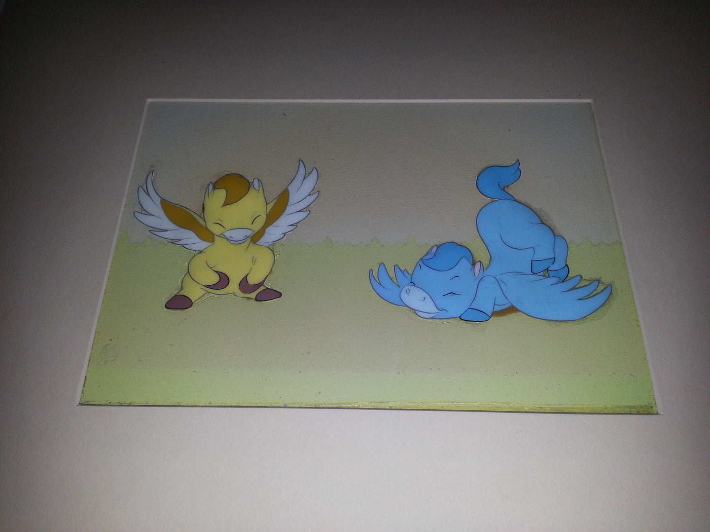 Original Walt Disney Production Cel on Courvoisier Background from Fantasia featuring Baby Pegasi