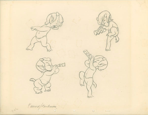 Original Disney Character Study of Fauns from Fantasia