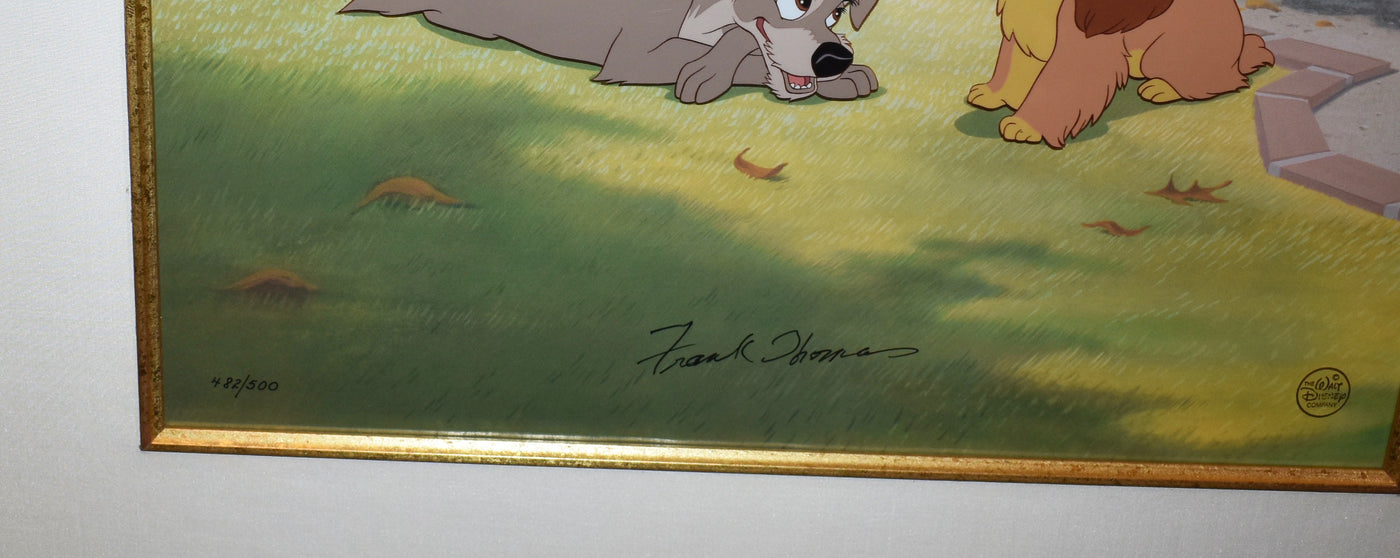 Walt Disney Lady and the Tramp Limited Edition Cel, First Flirtation, Signed by Frank Thomas