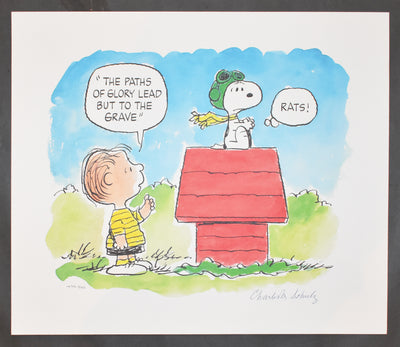 Charles Schulz Signed Lithograph, The Flying Ace