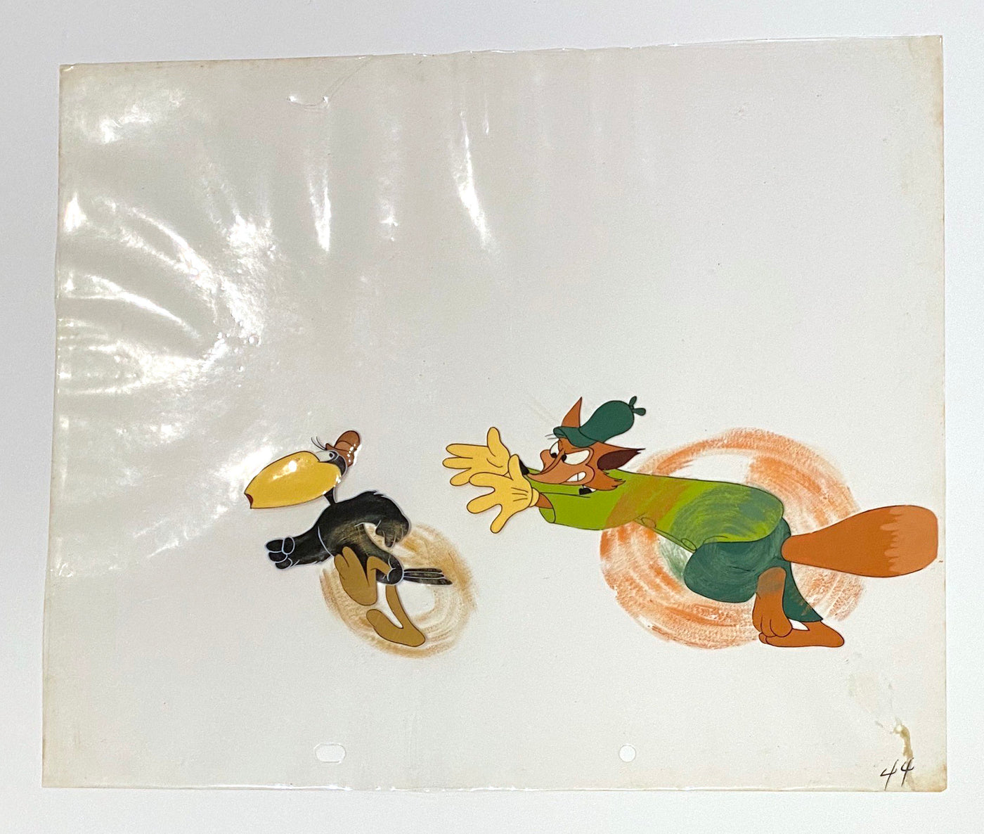 Original Columbia Pictures / Screen Gems Production Cel on Hand Painted Production Background from The Fox and the Crow
