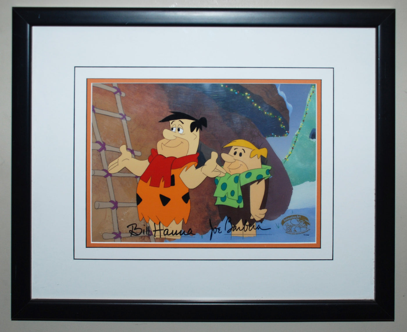 Hanna Barbera Production Cel from The Flintstones featuring Fred and Barney