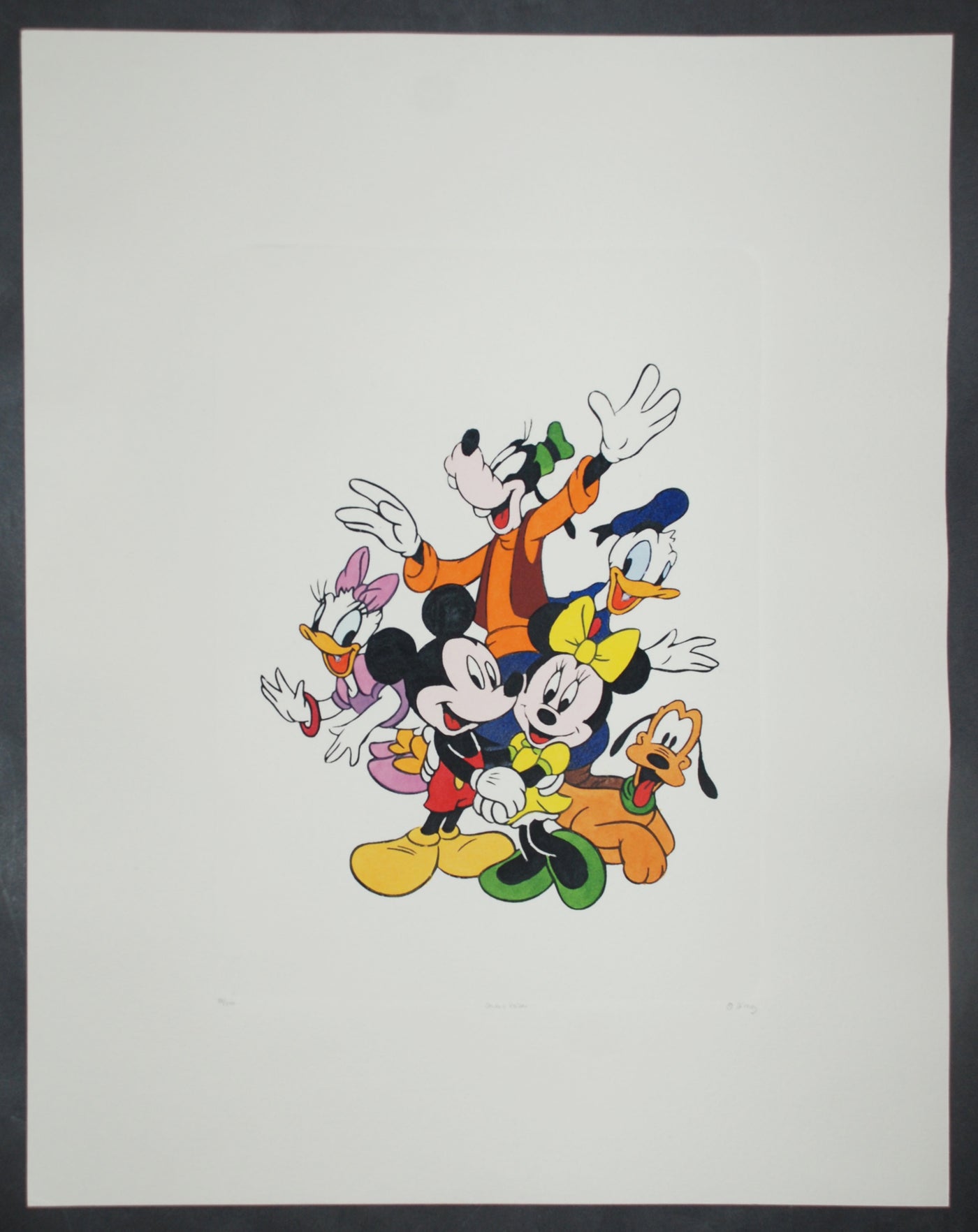Disney Animation Art Hand Colored Etching Featuring Mickey Mouse and friends
