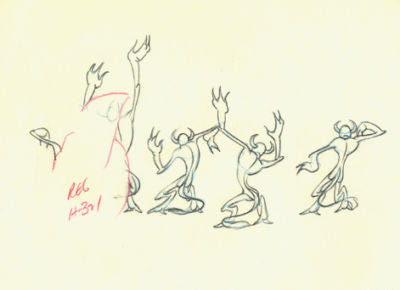 Original Disney Production Drawing of Goblins from Fantasia