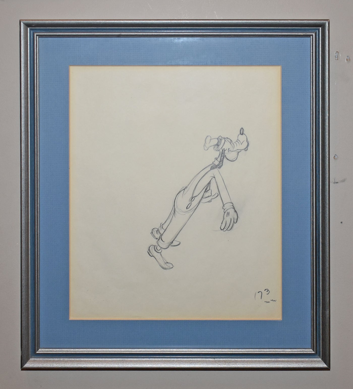 Original Walt Disney Production Drawing from Clock Cleaners (1937) featuring Goofy