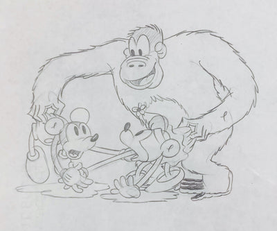 Original Walt Disney Production Drawing from The Pet Store featuring Mickey Mouse, Minnie Mouse and Beppo the Gorilla