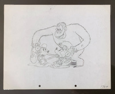 Original Walt Disney Production Drawing from The Pet Store featuring Mickey Mouse, Minnie Mouse and Beppo the Gorilla