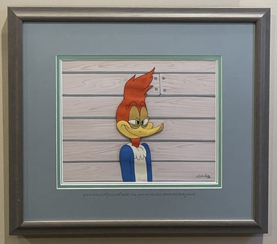 Original Walter Lantz Production Cel on Production Background featuring Woody Woodpecker