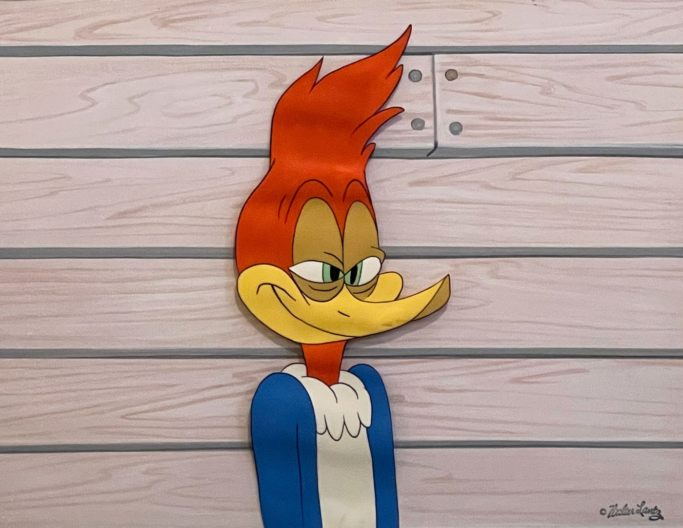 Original Walter Lantz Production Cel on Production Background featuring Woody Woodpecker