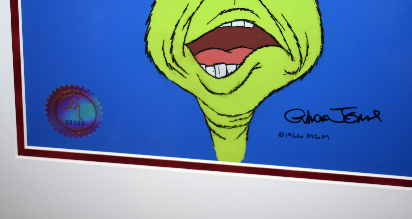 Original Signed Chuck Jones How the Grinch Stole Christmas Production Cel of The Grinch
